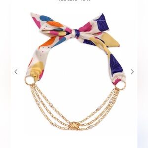 Disney Colorful Bow and Gold Little Mermaid Chain Necklace NWT